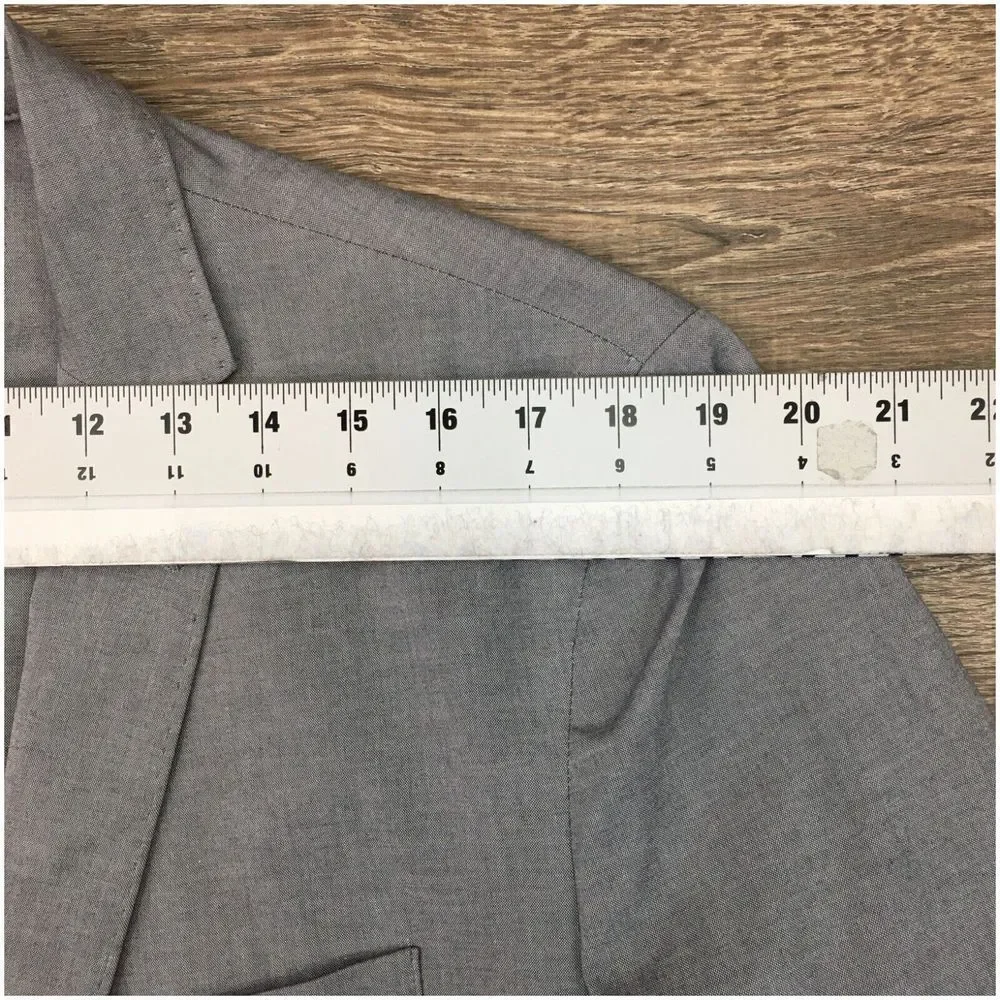LAND'S END Mens Blazer Sport‎ Coat Casual Jacket Size 46R Gray Cotton Suit